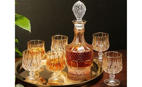 Saladays Whiskey Decanter And Glasses Set Gold Crystal Decanter Set