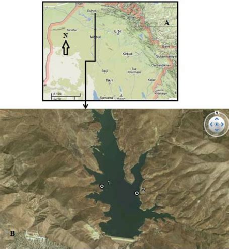 A—Map of Northern Iraq show Duhok Lake; B— Map of Duhok Lake shows the ...