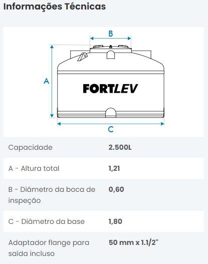 CAIXA D AGUA TAMPA ROSCA 2500 LITROS FORTLEV DELICATO MATERIAIS