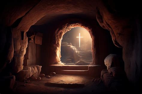 Premium Photo Jesus Is Risen Illustration Of An Empty Tomb From