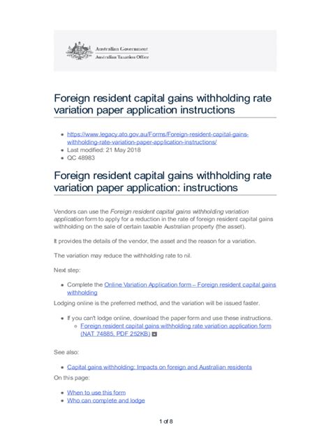 Fillable Online Foreign Resident Capital Gains Withholding Fax Email