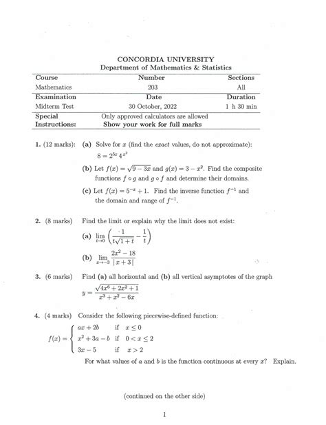 Math 203 Midterm MATH 203 Studocu