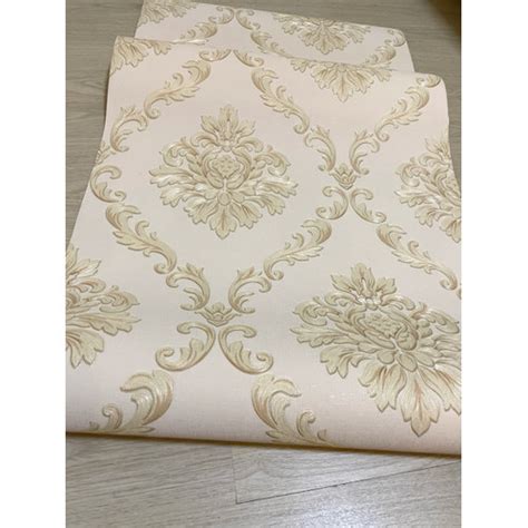 Jual Wallpaper Dinding Klasik Cream Gold Simple Mewah Murah 1501 1