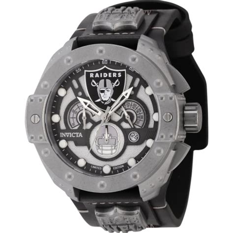 Invicta NFL Las Vegas Raiders Chronograph GMT Quartz Gunmetal Dial Men ...