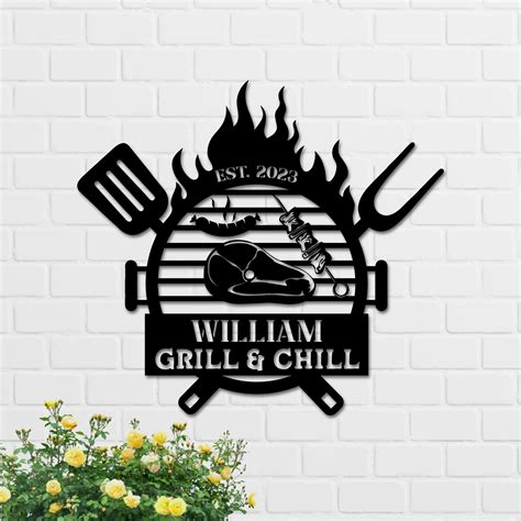 Personalized Metal Bbq Sign Custom Patio Bbq Grill Sign Etsy