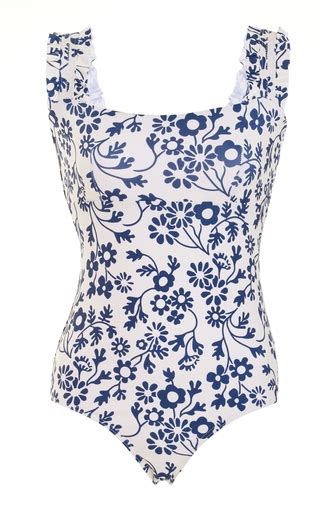 Ephemera Indigo Daisy Ruffled One Piece Swimsuit Editorialist