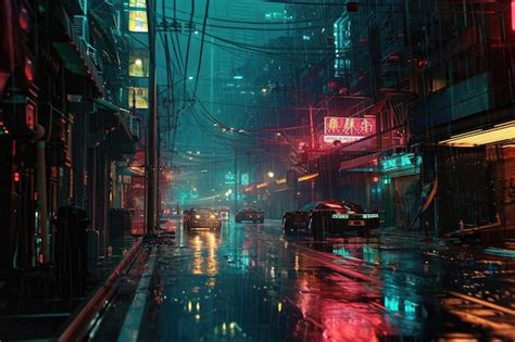 Premium Photo A Surreal Cyberpunk Cityscape At Twilight Where Neon