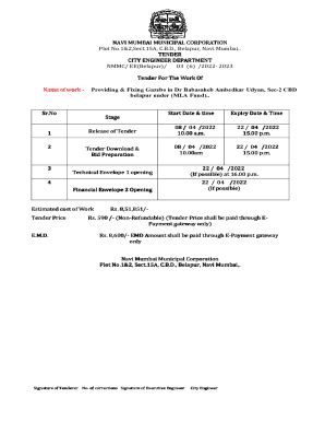 Fillable Online Navi Mumbai Municipal Corporation Plot No 1 2 Sect 15A