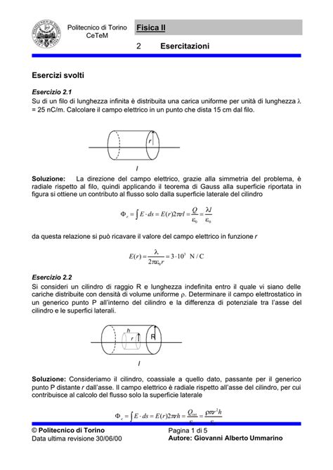 Fisica Ii Esercitazioni Esercizi Svolti