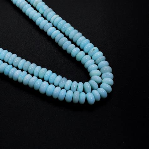 Rondelle Smooth Blue Coated Opal Beads Semi Precious Etsy UK