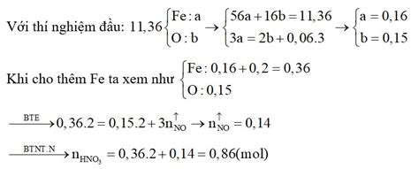 Cho 11 36 gam hỗn hợp gồm Fe FeO Fe2O3 Fe3O4 phản ứng hết với dung