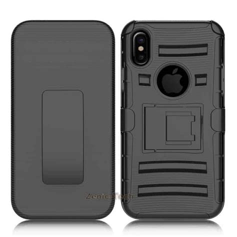 Apple Iphone X Armor Holster Clip Rugged Case Black