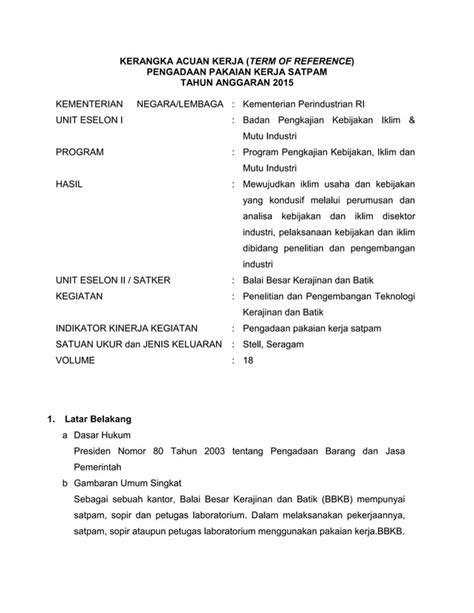 Kumpulan Tor Kerangka Acuan Kerja Pdf