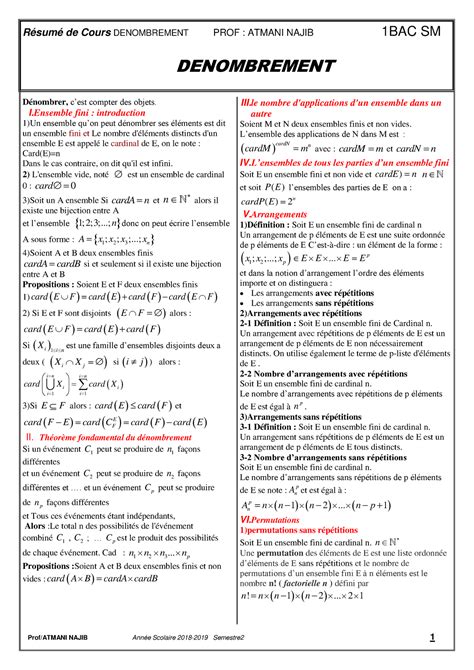 Denombrement Resume De Cours Prof Atmani Najib Ann E Scolaire