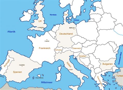 Europakarte Leer Zum Lernen Europa Karte Tafel Oder Zum Legen