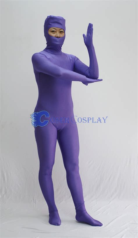 Open Face Zentai Costume Deep Purple