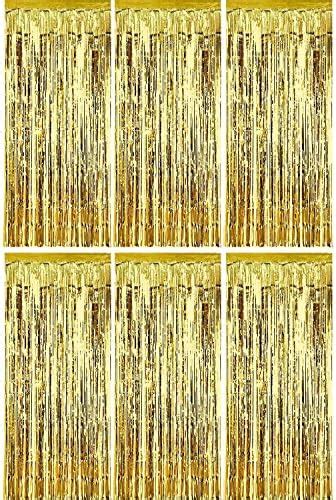 Sumind Pack Foil Curtains Backdrop Fringe Tinsel Metallic Curtains