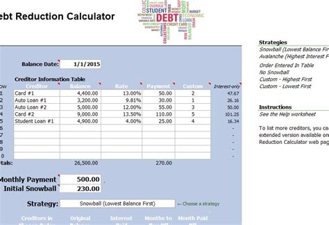 Debt Reduction Template » Template Haven