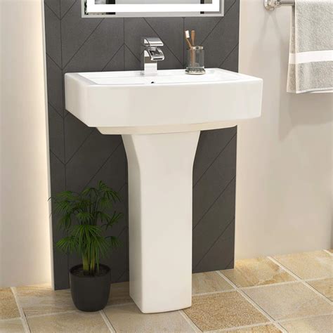 Modern Elena 600mm Bathroom Square Floor Standing Full Pedestal Ceramic