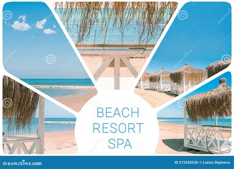 Photo Collage Of Luxury Summer Vacation Resort Spa Massage Huts With