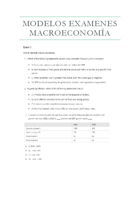 MODELOS EXAMENES MACROECONOMIA Pdf