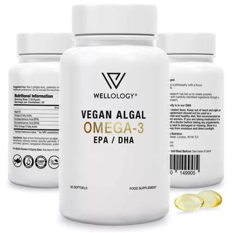 VEGAN OMEGA 3 1200MG Fermented Algae Oil High Strength EPA DHA 60