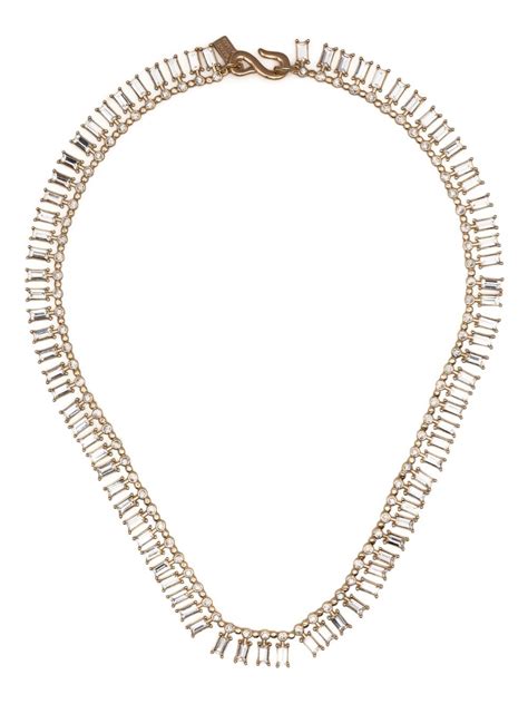 KENNETH JAY LANE Crystal Embellished Tone Necklace Editorialist