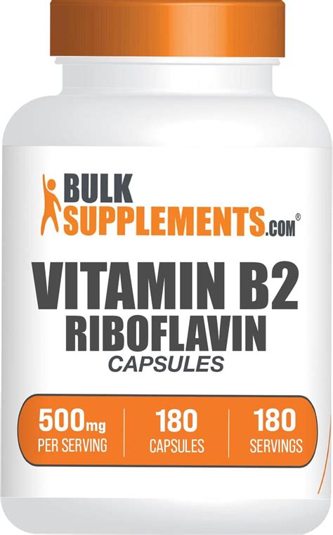 BULKSUPPLEMENTS Cápsulas de riboflavina Vitamina B2 500 mg