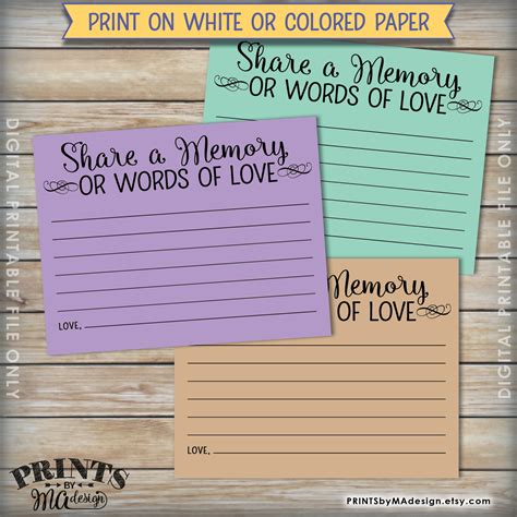 Share a Memory Card, Memory or Words of Love, Share Memories Memorial