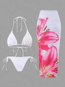 Swim Oasis 2025 Casual Holiday Spaghetti Strap Triangle Bikini Top Side Tie Bottom And Long