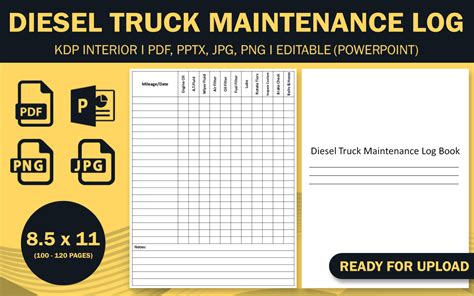 Diesel Truck Maintenance Log Book Graphic By Ladamgraphics · Creative Fabrica