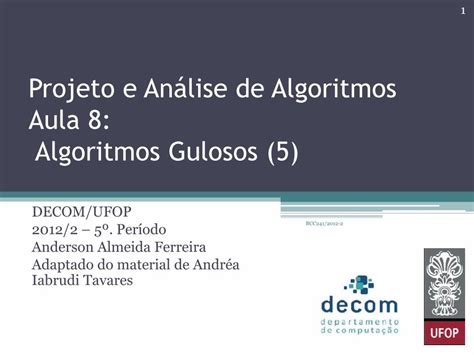 Pdf Projeto E An Lise De Algoritmos Decom Ufop Guloso Agm