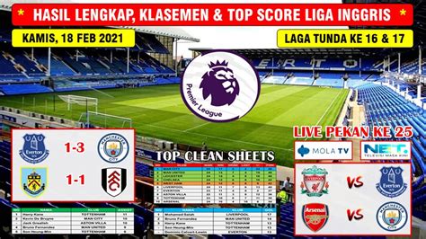 Hasil Liga Inggris Tadi Malam Everton Vs Manchester City English