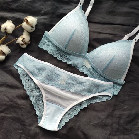 Sky Blue Lingerie Set Bra And Panties Handmade Lingerie Etsy