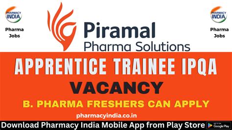 Piramal Pharma Solution Is Hiring B Pharma Freshers As A Apprentice