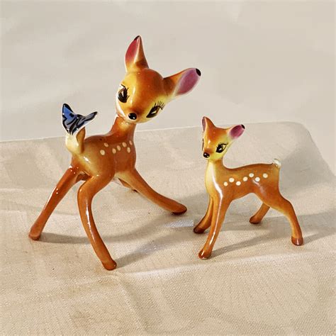 Ceramic Bambi Figurines Walt Disney Vampt Vintage Design