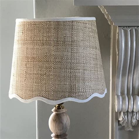 Natural Raffia Ivory Trim Scalloped Lamp Shade Lovable Lampshades