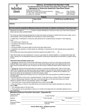 Fillable Online Health Gov Nl Special Authorization Request Form