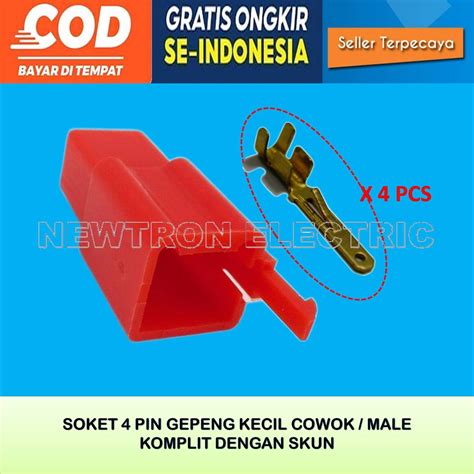 Jual Soket Kabel Gepeng 4 Pin Kecil Cowok Male Original Komplit Dengan