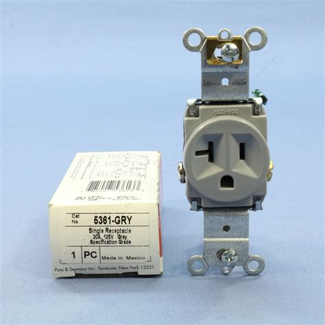 P S Gray Heavy Duty Grade Single Outlet Receptacle Nema R A V