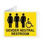 Gender Neutral Restroom Sign With Symbol Rre Tri Blkonylw Restrooms