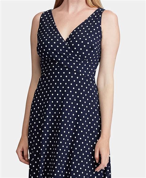 Lauren Ralph Lauren Polka Dot Print Sleeveless Jersey Midi Dress