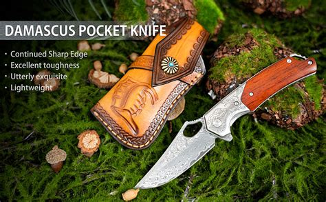 Amazon NedFoss Damascus Pocket Knives For Men Handmade Forged