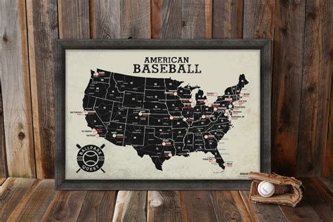 Personalized MLB Map Major League Baseball Stadium Map Vintage Ballpark ...