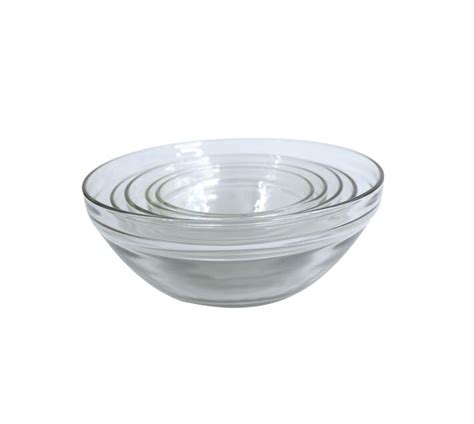 5 Piece Rounded Glass Mise En Place Container Bowl Set White Makro