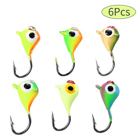 6Pcs Ice Fishing Hook 1 1g 1 8g 2 3g Winter Ice Fishing Lure Barbed