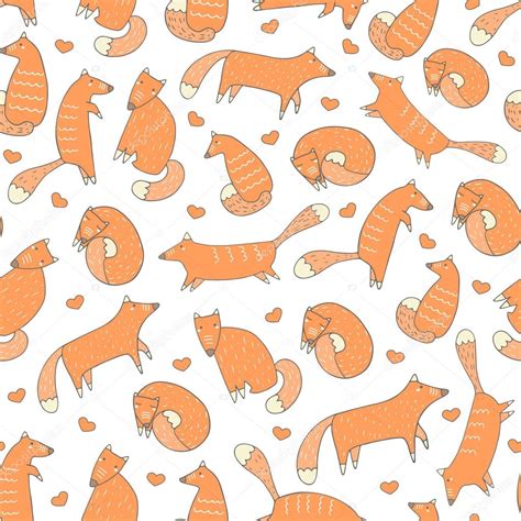 Cute Fox Seamless Pattern — Stock Vector © Nadineveresk 104027714