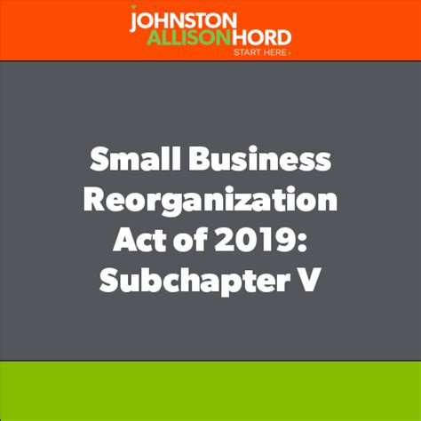 Small Business Reorganization Act Of Subchapter V