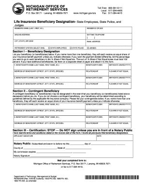 Fillable Online Judges Retirement Application State Of Michigan Fax