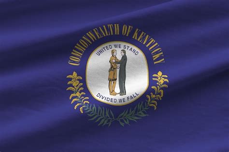 Premium Photo Kentucky Us State Flag With Big Folds Waving Close Up